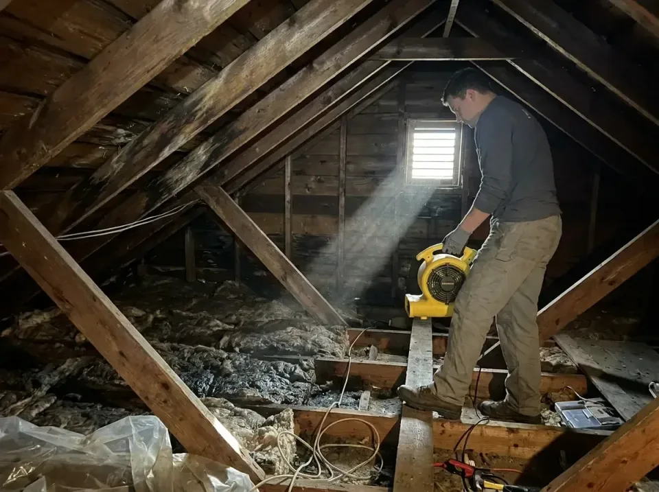 attic-water-damage-drying-proc-007 — frequently asked questions, Emergency Water Extraction & 24/7 Flood Response in DeFunia…